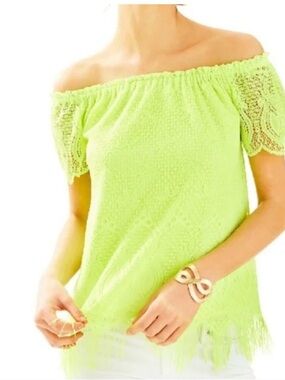 Lilly Pulitzer Loro Green in Beach Bliss Fringe Lace NWOT